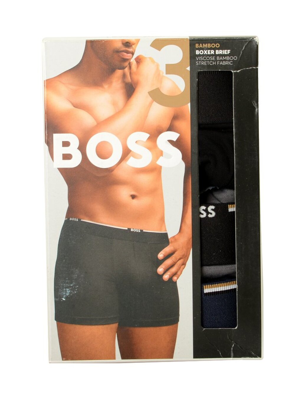Hugo Boss Men's "Bamboo" Logo Strap 3 Pack Long Boxer Brief Underwear US S IT 48
